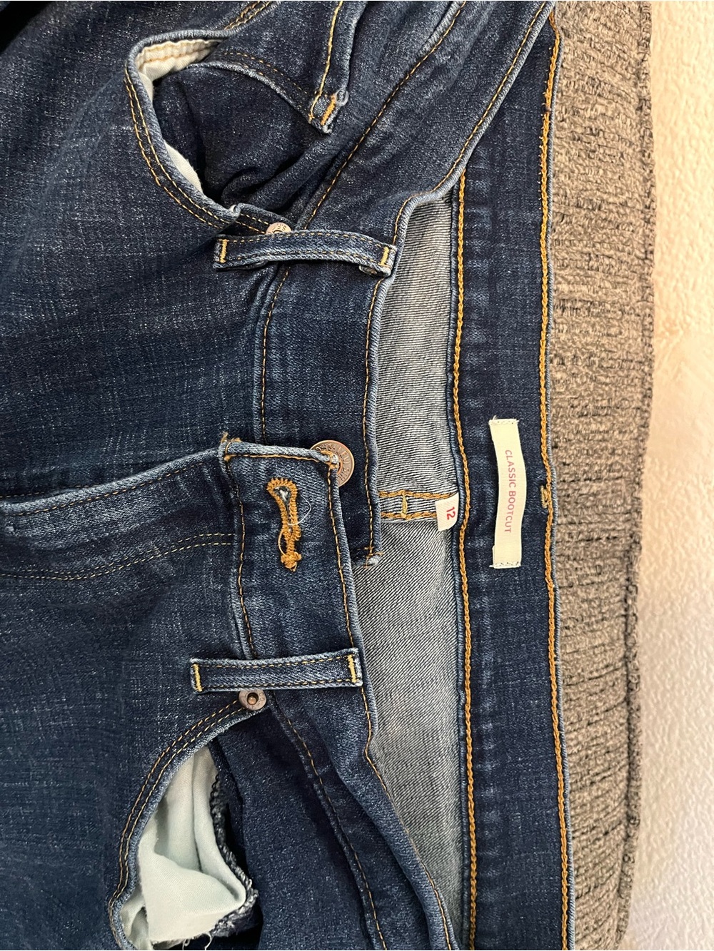 Signature by Levi Strauss Dark Blue Bootcut Jeans with Gold Stitching